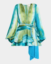 Bedouin Coastal Tiered Deep V-Neck Mini Dress