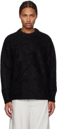 AMOMENTO Black Alpaca Round Neck Sweater