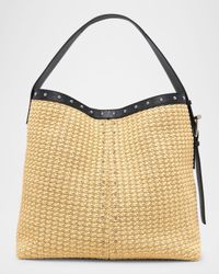 Sling Studded Raffia Shoulder Bag