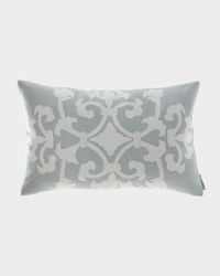 Angie Small Rectangle Pillow Spa Linen / White Linen Appliqué 14 x 22