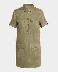 Lucca Short-Sleeve Linen Shirtdress
