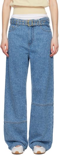 GANNI Blue Fluffy Izey Belt Jeans