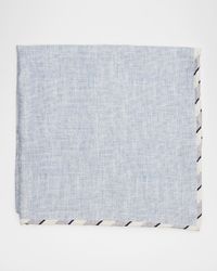 Men's Double-Face Stripe-Trim Silk Pocket Square