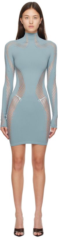 Mugler Robe courte sans coutures bleue