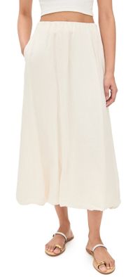 Velvet Rachelle Bubble Hem Linen Skirt Chalk XL