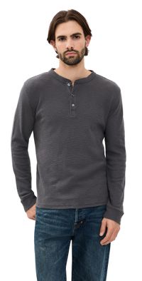 Billy Reid Slub Tuck Henley Asphalt XL