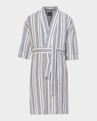 Men's Summer Woven Stripe Kimono Robe