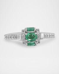 Procida Ring in 18K White Gold with Emeralds and Diamonds