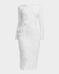 Emmalyn Sequin Floral Applique Midi Dress