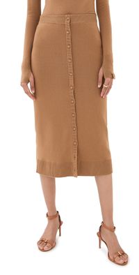 Victoria Beckham Button Detail Midi Skirt Camel L