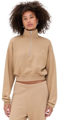 Éterne Cropped Half-Zip Sweatshirt Taupe L