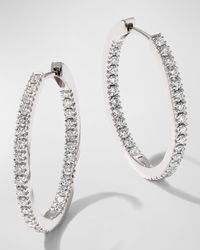 18k White Gold Oval Hoop Earrings, 0.75tcw