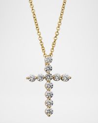 18K Yellow Gold Diamond Cross Pendant, 0.66tcw