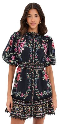 FARM Rio Belle Garden Black Mini Dress Belle Garden Black L