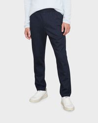 Men's Striped Elastic-Waist Trousers