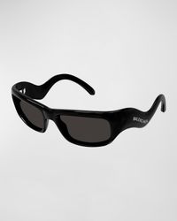 Wavy Plastic Rectangle Sunglasses