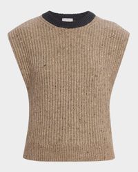 Sleeveless Sequined Wool-Cashmere Sweater