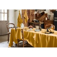 L'effet Papillon - Nappe de table en gaze de coton - Taille 170x250 - Jaune