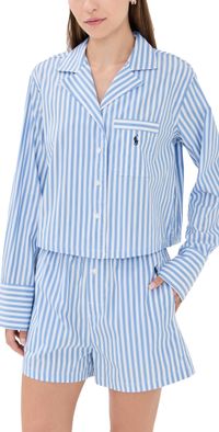 Polo Ralph Lauren Crop and Boxer Pajama Set White Cloud x Hydrangea XXL