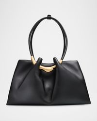 Asa Pleated Leather Satchel Shoulder Bag