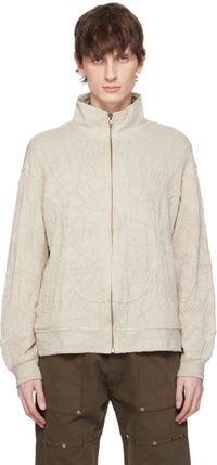 Serapis Beige Knit Wave Track Jacket