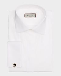 Men's French-Cuff Textured Bib Shirt
