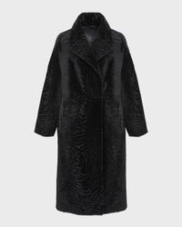 Reversible Textured Lamb Shearling Long Coat