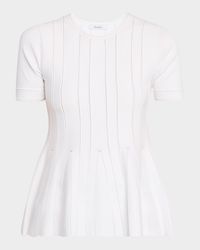 Epoche Pointelle Knit Peplum Top