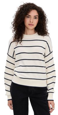 Madewell Striped Ribbed-Sleeve Sweater Navy Stripe Combo XL