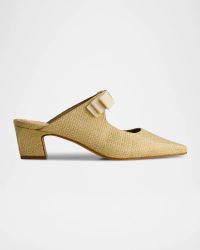 Astrid Raffia Bow Mary Jane Heeled Mules