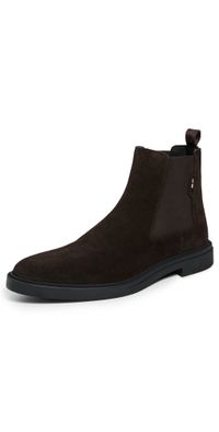 BOSS Calev Suede Leather Chelsea Boots Dark Brown 7