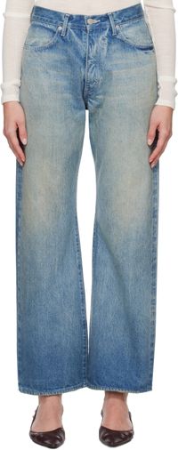 AURALEE Blue Selvedge Faded Heavy Jeans