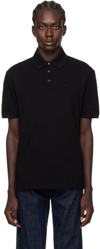 Emporio Armani Black Embroidered Polo