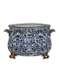 Blue and White Round Planter