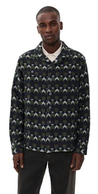 Far Afield Hiro Arrows Overshirt Jacket Green/Multi Brushed Jacquard XL