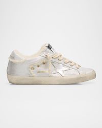 Super-Star Metallic Leather and Shearling Sneakers