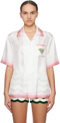 Casablanca White & Pink Tennis Club Icon Shirt