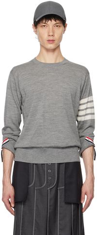 Thom Browne Pull gris à quatre rayures