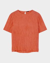Brunet Crewneck Crinkled Habotai Silk Top