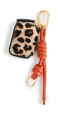 Veronica Beard Leopard Zip Pouch Bag Charm Dark Acorn Multi One Size