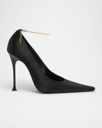 Satin YSL Ankle-Chain Pumps