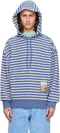 Maison Kitsuné Blue & White Striped Hoodie