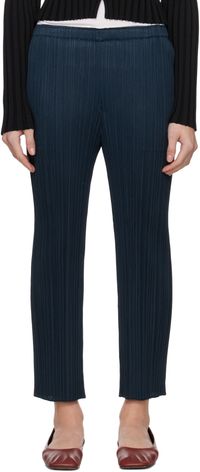 PLEATS PLEASE ISSEY MIYAKE Navy Monthly Colors April Trousers