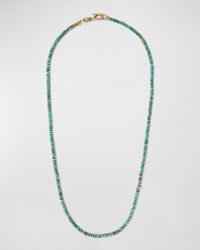 Men's Skull Turquoise Beaded Necklace, 24"L