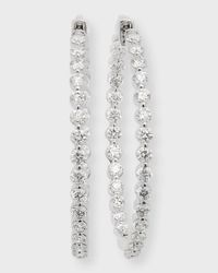 18K White Gold Diamond Hoop Earrings, 1.5"L, 4.92tcw