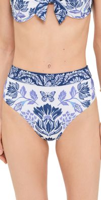 FARM Rio Delicate Tapestry High Waist Bikini Bottoms Delicate Tapestry Off-White L