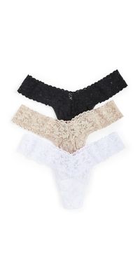 Hanky Panky 3 Pack Signature Lace Low Rise Thong Chai One Size