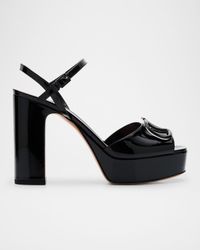 VLogo Medallion Glossy Platform Sandals