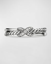 Petite X Ring with Pave Diamonds