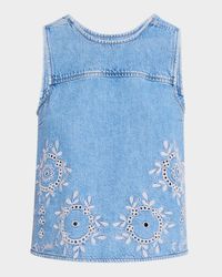 Broderie Anglaise Denim Top